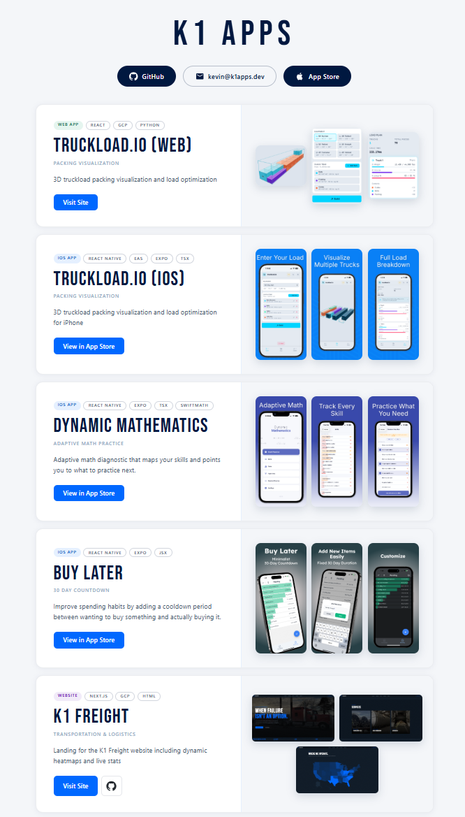 K1 Apps screenshot