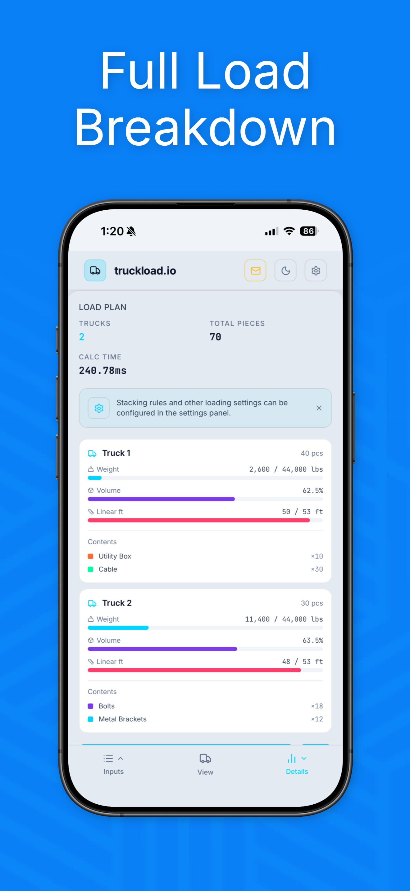 truckload.io (iOS) screenshot